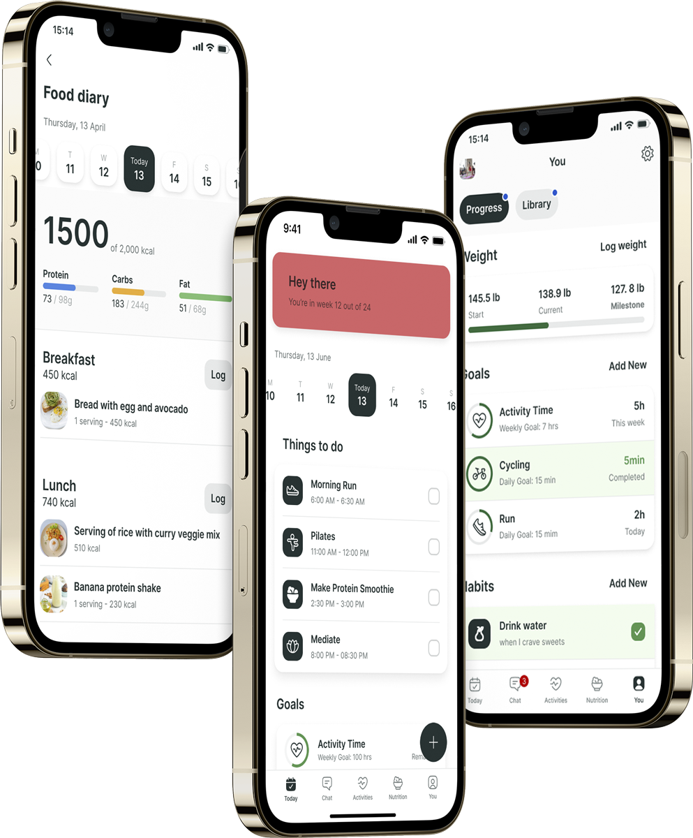 A mockup of the coaching app showcasing the features.